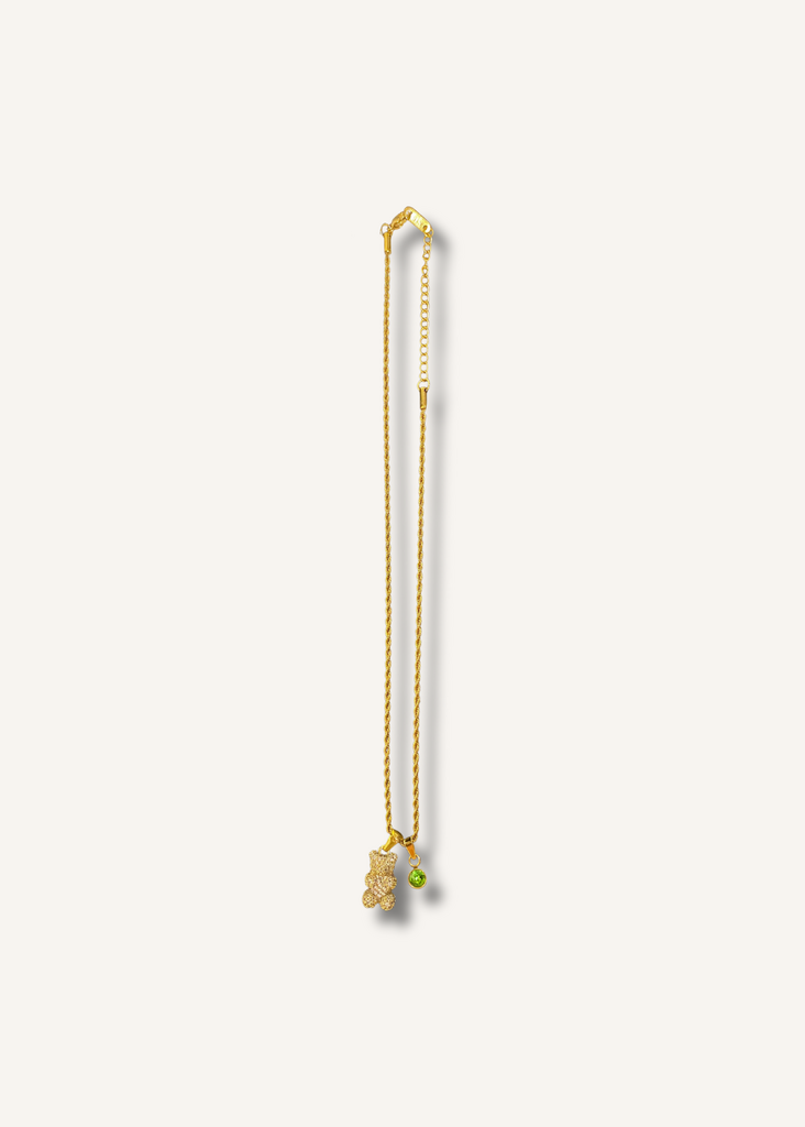 Rhinestone Teddy Bear Charm Necklace