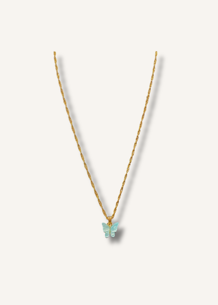 Blue Butterfly Charm Necklace