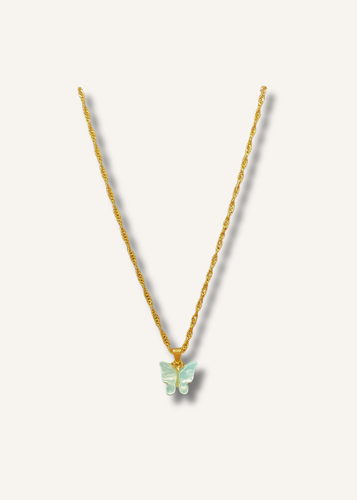Blue Butterfly Charm Necklace