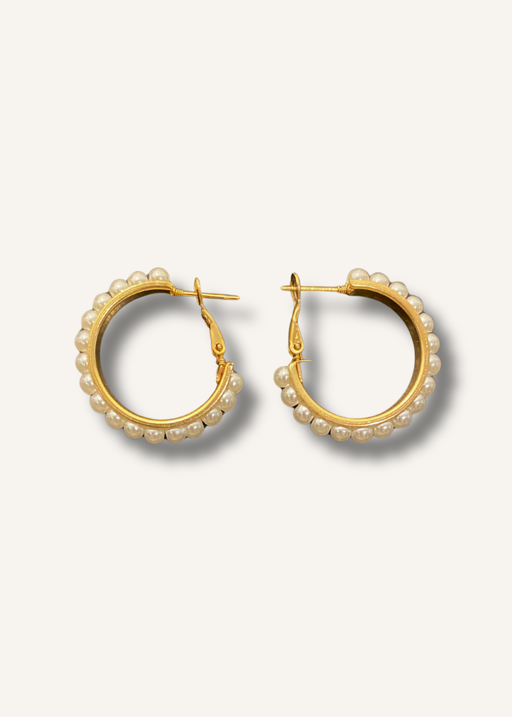 Pearl Hoop Earrrings