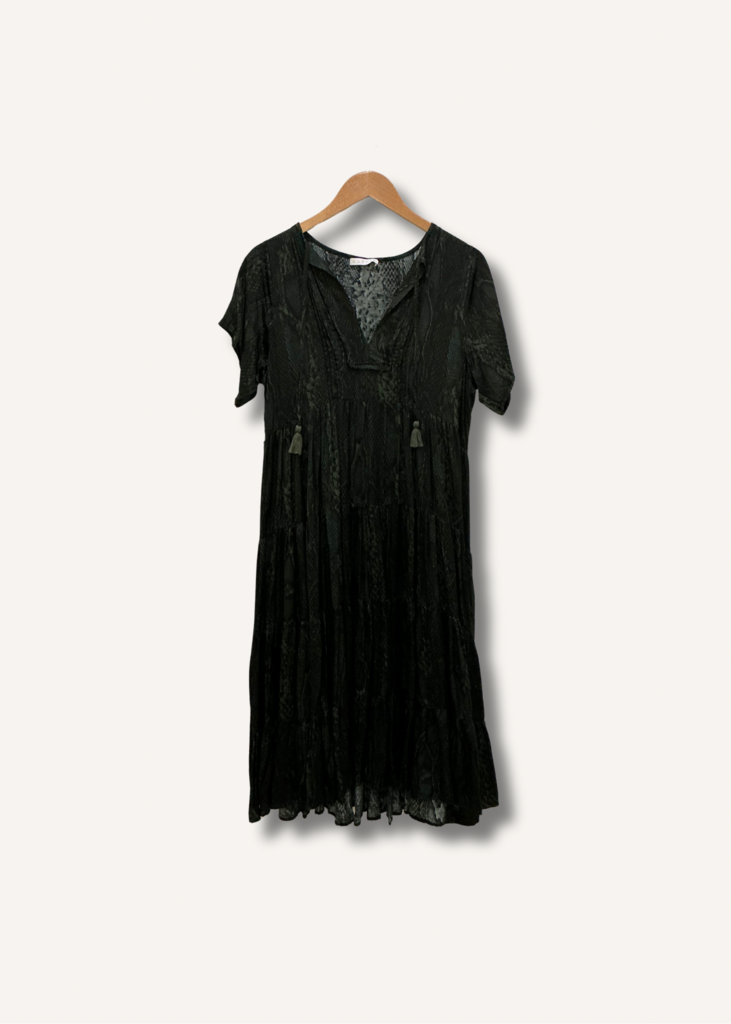 Karlie Printed Tiered Midi Dress
