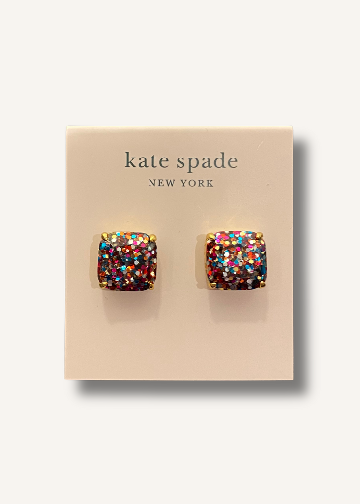Kate Spade Glitter Crystal Square Stud Earrings