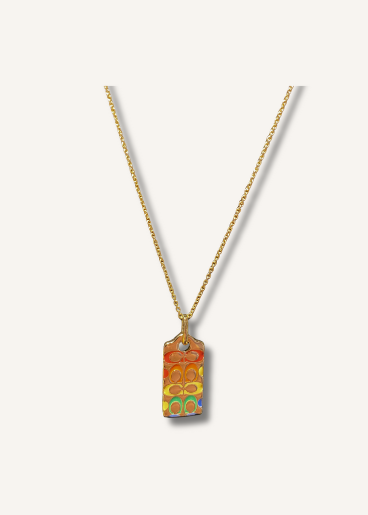 Coach Quilted Signature Enamel Pendant Necklace