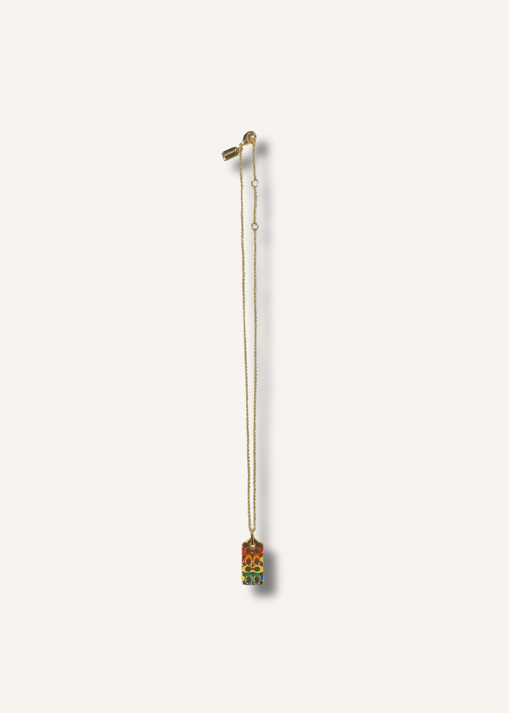 Coach Quilted Signature Enamel Pendant Necklace