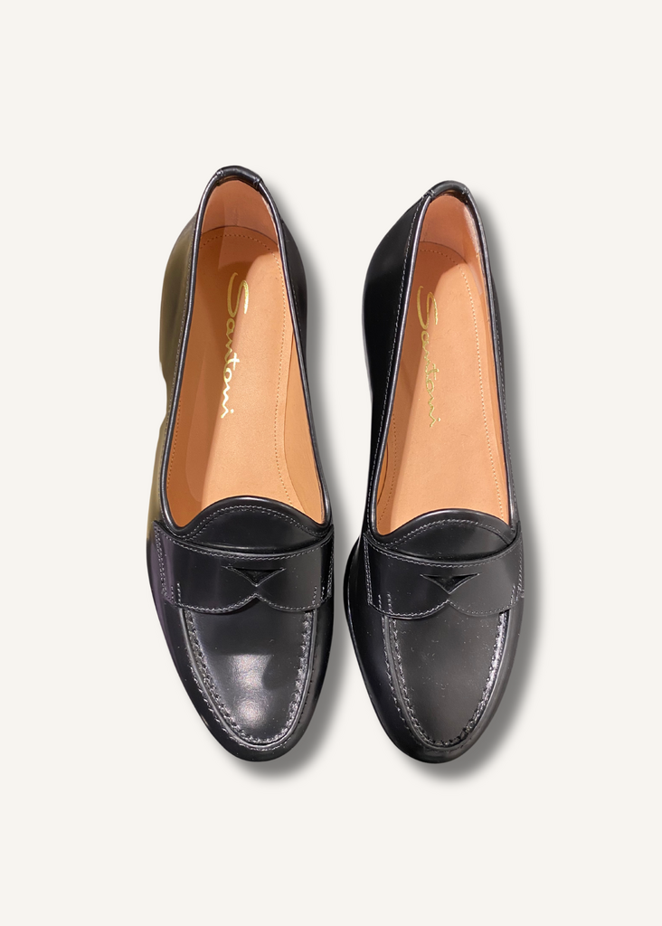 Santoni Leather Penny Loafers