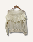 Anthropologie Layered Ruffle Collar Crochet Knit Pullover