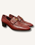 Bougeotte Leather Medallion Heeled Loafers