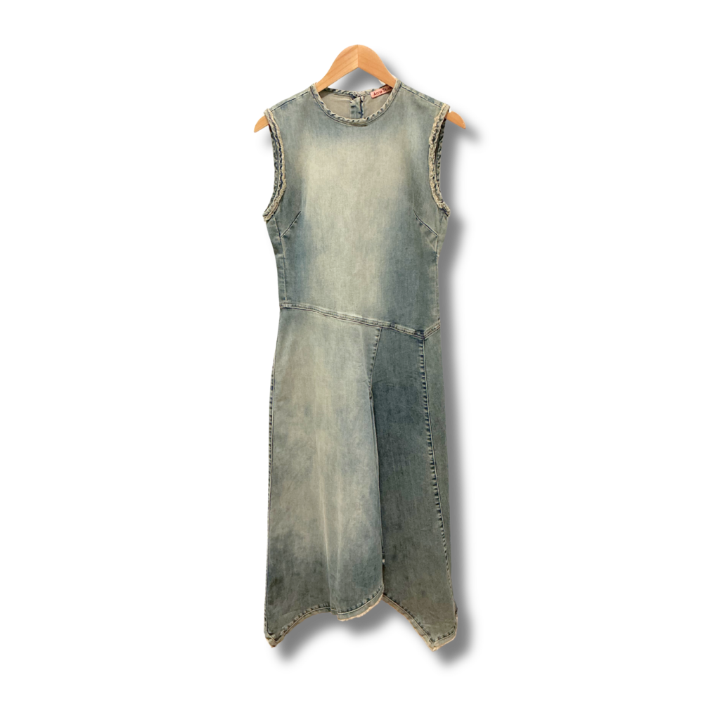 acne denim dress ACNE STUDIOS Frayed distressed denim midi dress