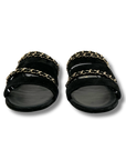 Chanel Suede Chain Slide Sandals