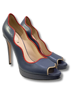 Fendi Scalloped Peep Toe Pumps