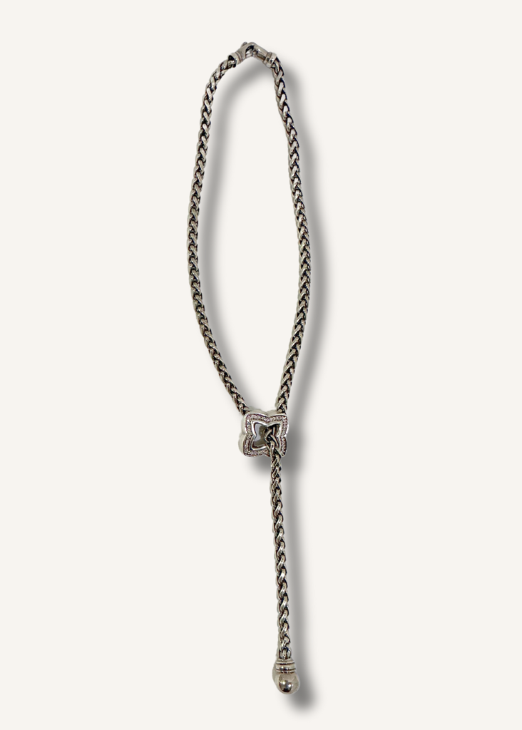 David Yurman Quatrefoil Diamond Wheat Chain Necklace