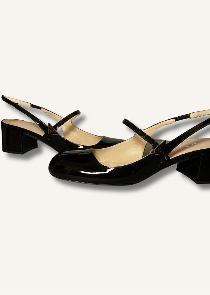Prada Black Décoletté Logo Slingback Mary Jane Pump