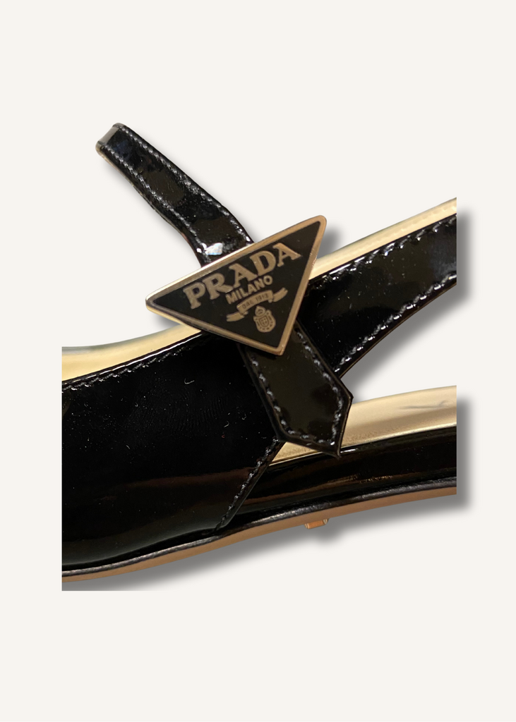Prada Black Décoletté Logo Slingback Mary Jane Pump
