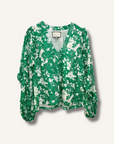 Alexis Idir Belted Floral-Print Crochet-Paneled Woven Top