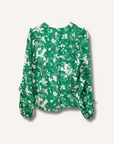 Alexis Idir Belted Floral-Print Crochet-Paneled Woven Top