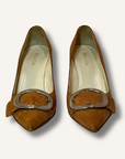 Prada Fivela Caramelo Scarpin Heels