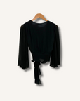 Alice + Olivia Bray Pleated-Sleeve Silk Wrap Top