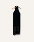 Alice + Olivia Steph Twist Neck Fringe Dress