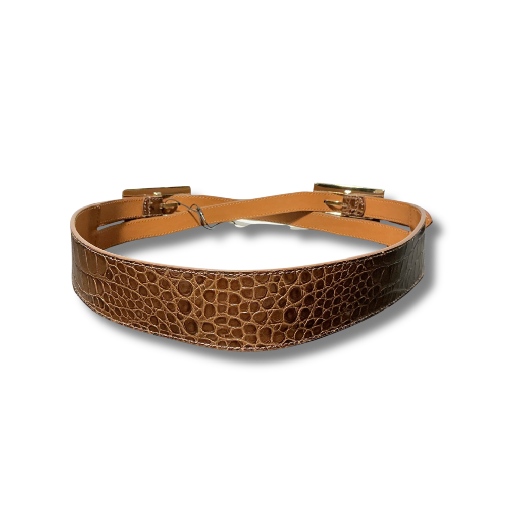 Veronica Beard Davina Croco Double Buckle Belt