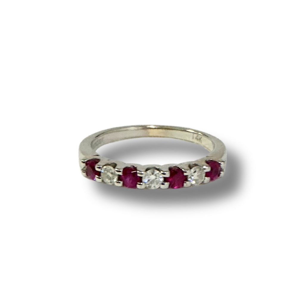 HJ Namdar 14K White Gold Ruby and Diamond Ring