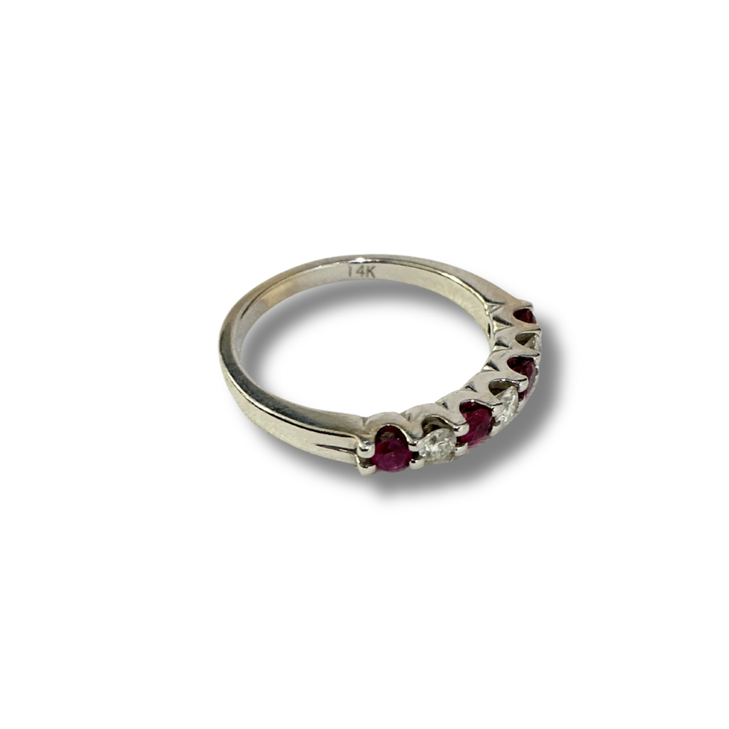 HJ Namdar 14K White Gold Ruby and Diamond Ring