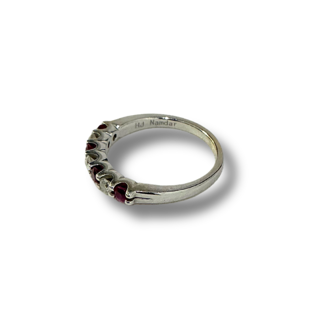 HJ Namdar 14K White Gold Ruby and Diamond Ring