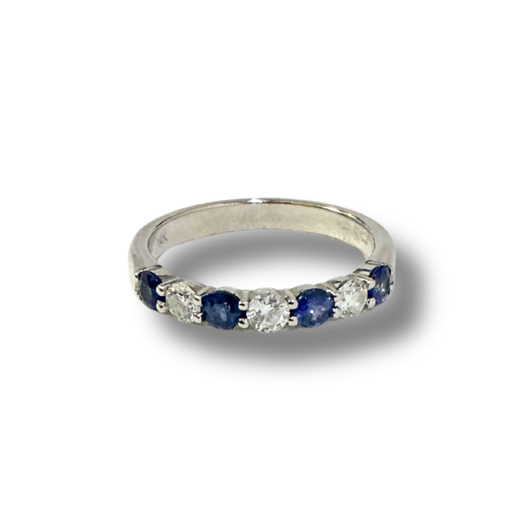 14k White Gold Sapphire and Diamond Ring