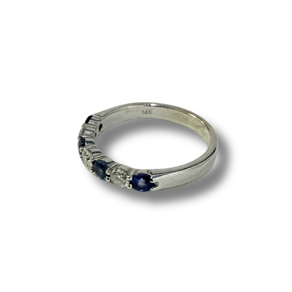 14k White Gold Sapphire and Diamond Ring