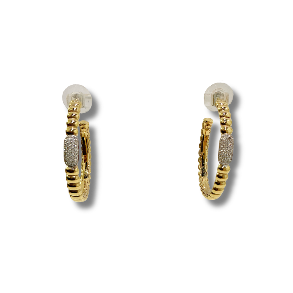John Hardy 18K Yellow Gold Pavé Diamond Earrings