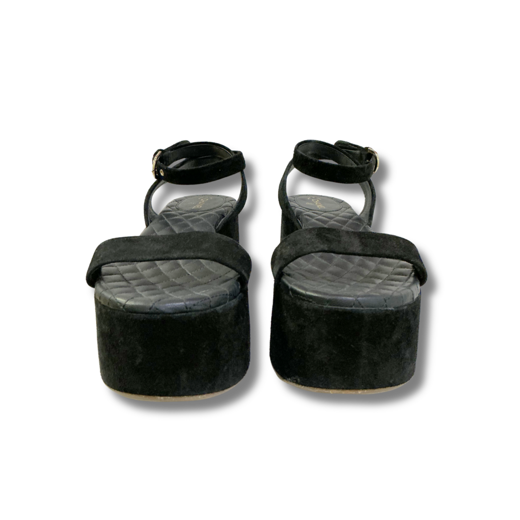 Chanel Suede Platform Wedge Sandals
