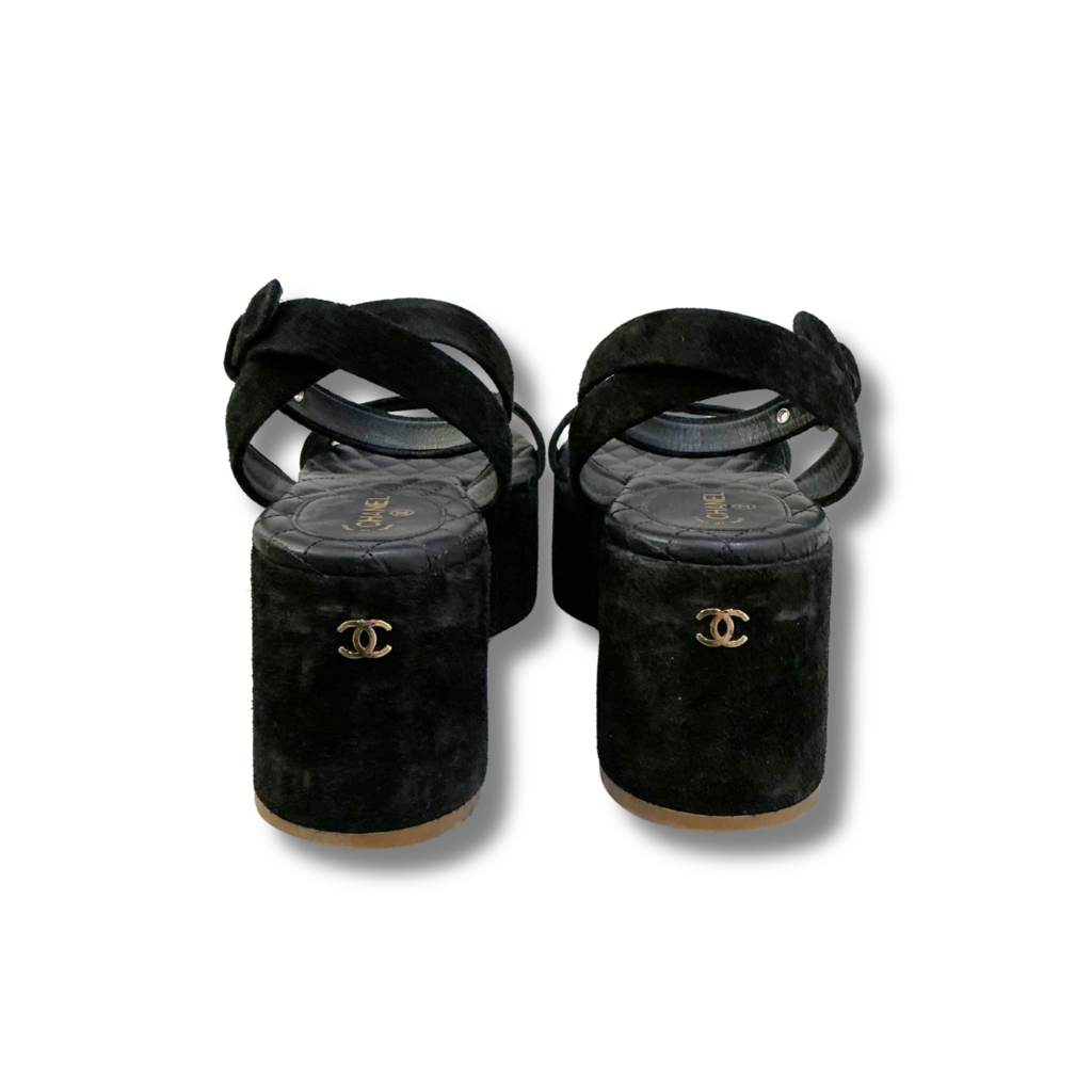 Chanel Suede Platform Wedge Sandals