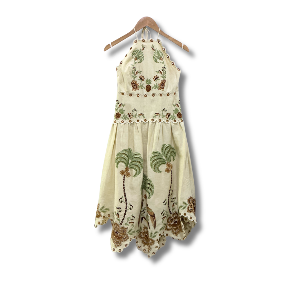 Farm Rio Delicate Forest Richelieu Embroidered Midi Dress