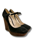 Prada Suede Mary Jane Wedge Pumps