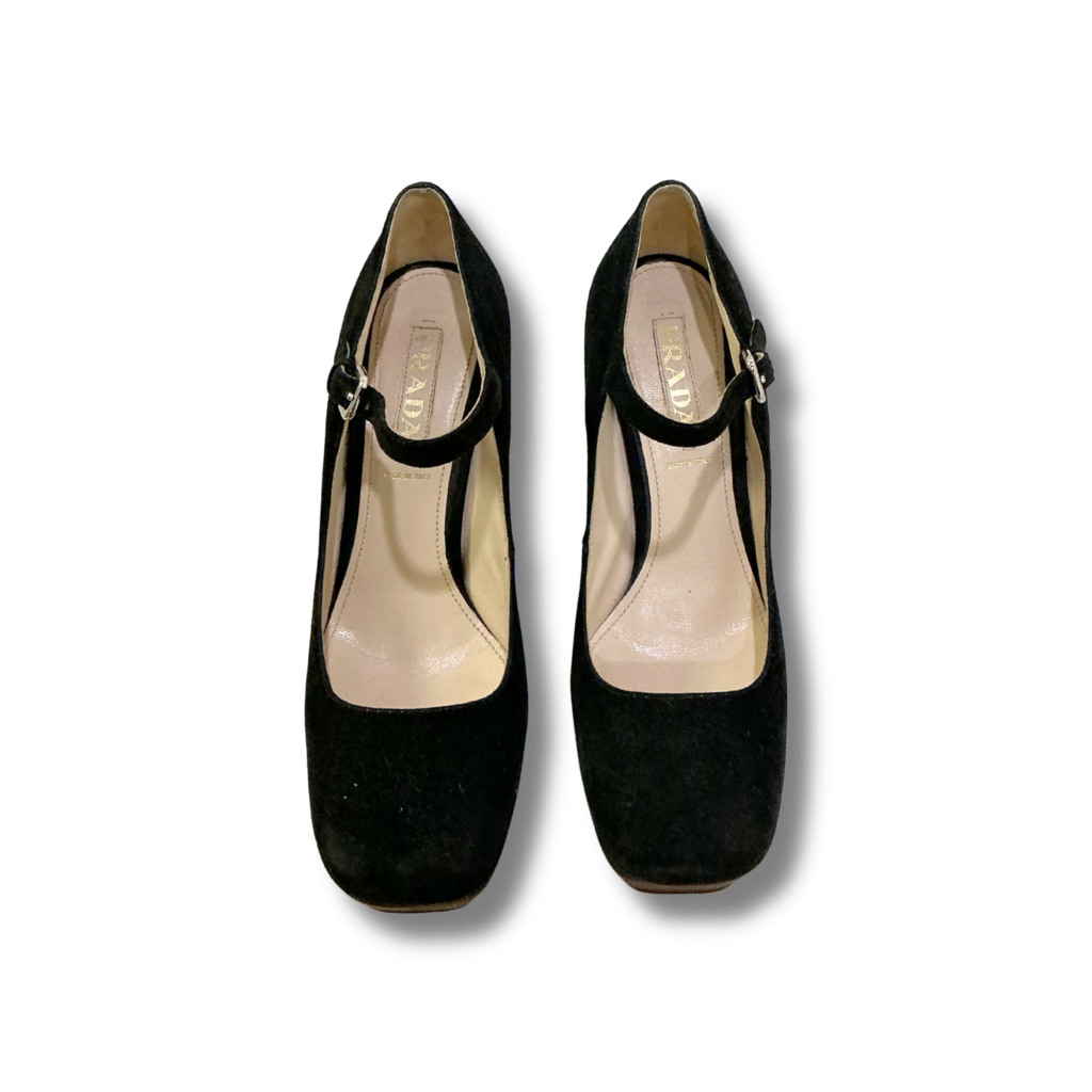 Prada Suede Mary Jane Wedge Pumps
