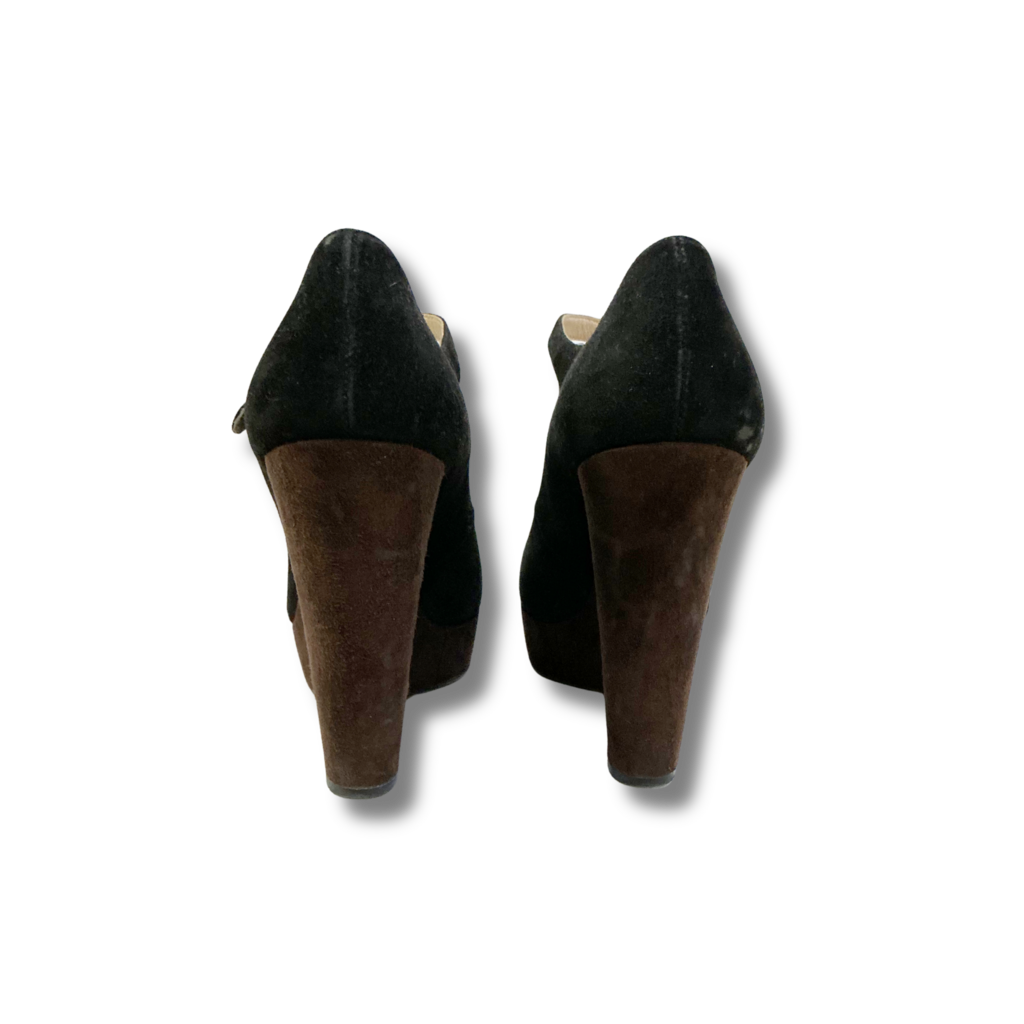 Prada Suede Mary Jane Wedge Pumps