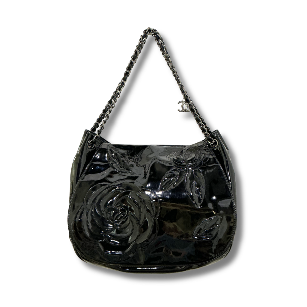 Chanel Patent Leather Camellia Accordion Flap Bag