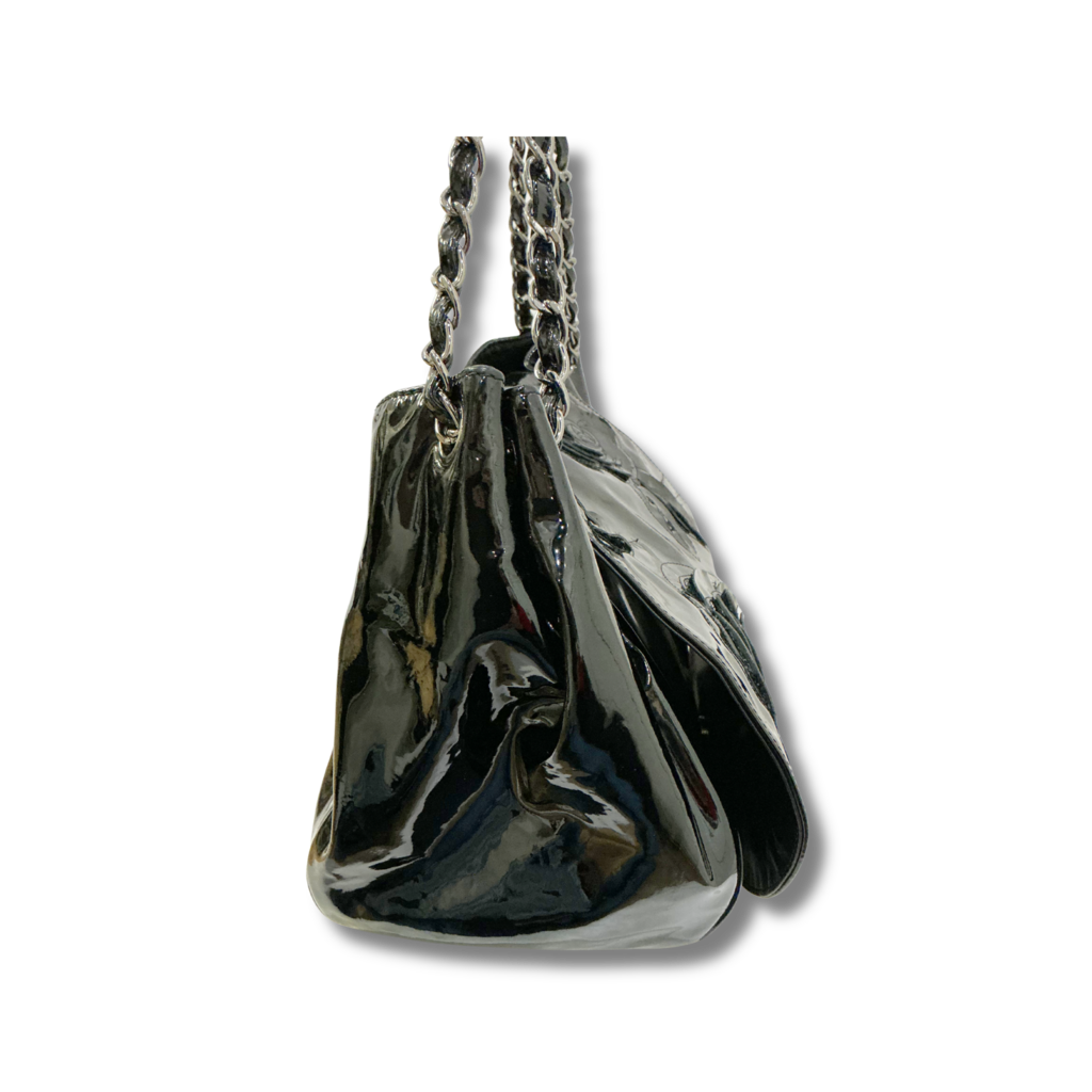 Chanel Patent Leather Camellia Accordion Flap Bag