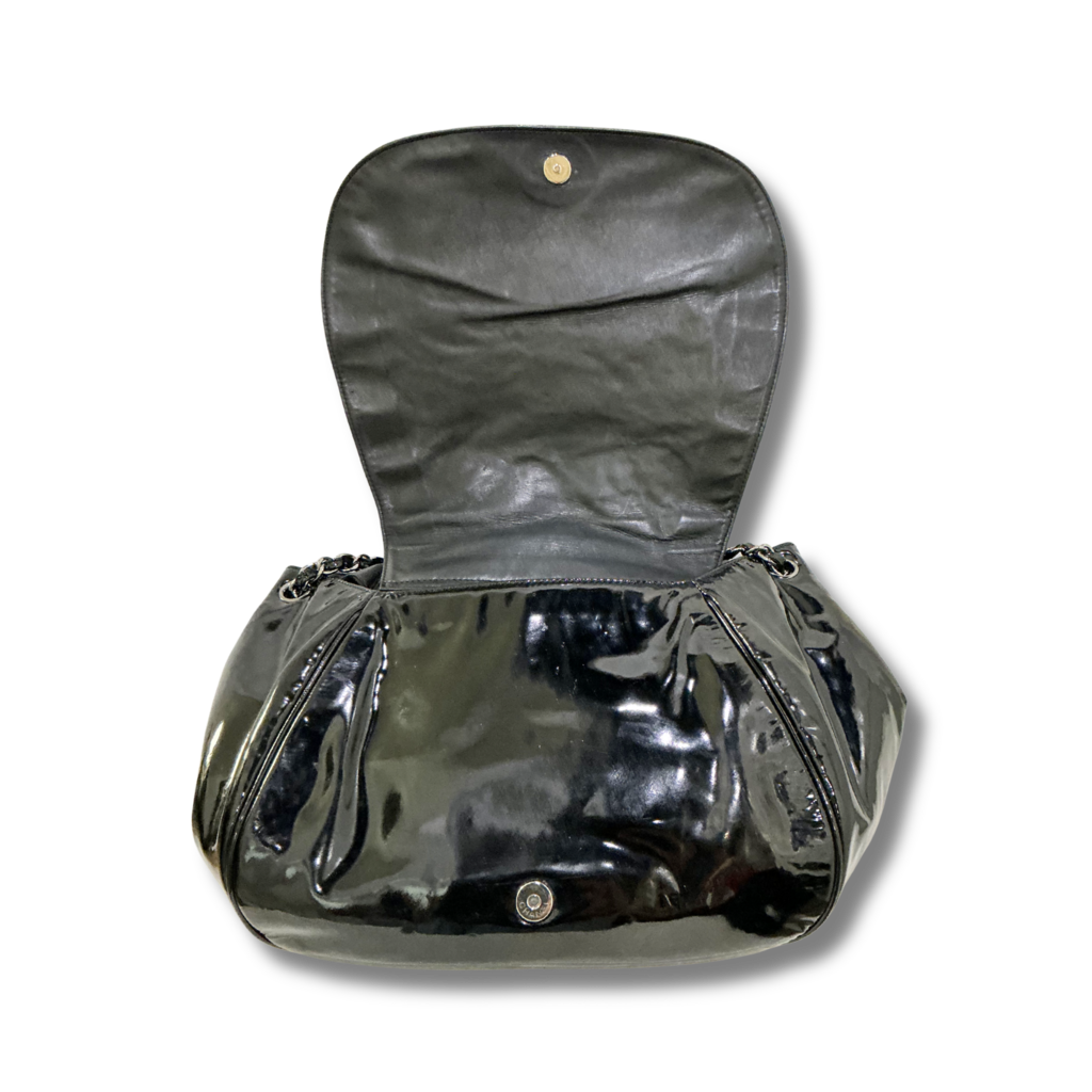 Chanel Patent Leather Camellia Accordion Flap Bag