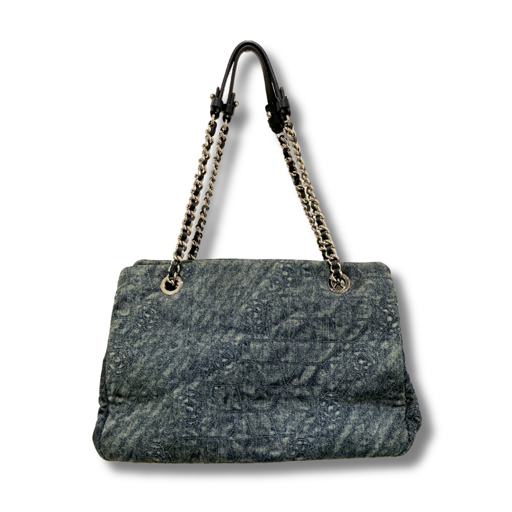 Chanel Denim Camellia Just Mademoiselle Bowler Bag
