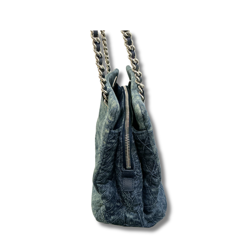 Chanel Denim Camellia Just Mademoiselle Bowler Bag