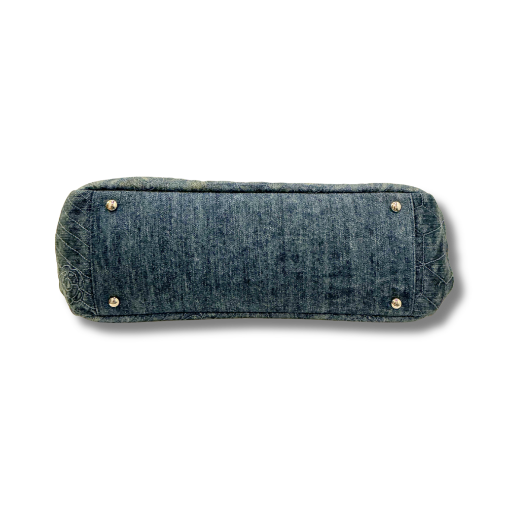 Chanel Denim Camellia Just Mademoiselle Bowler Bag