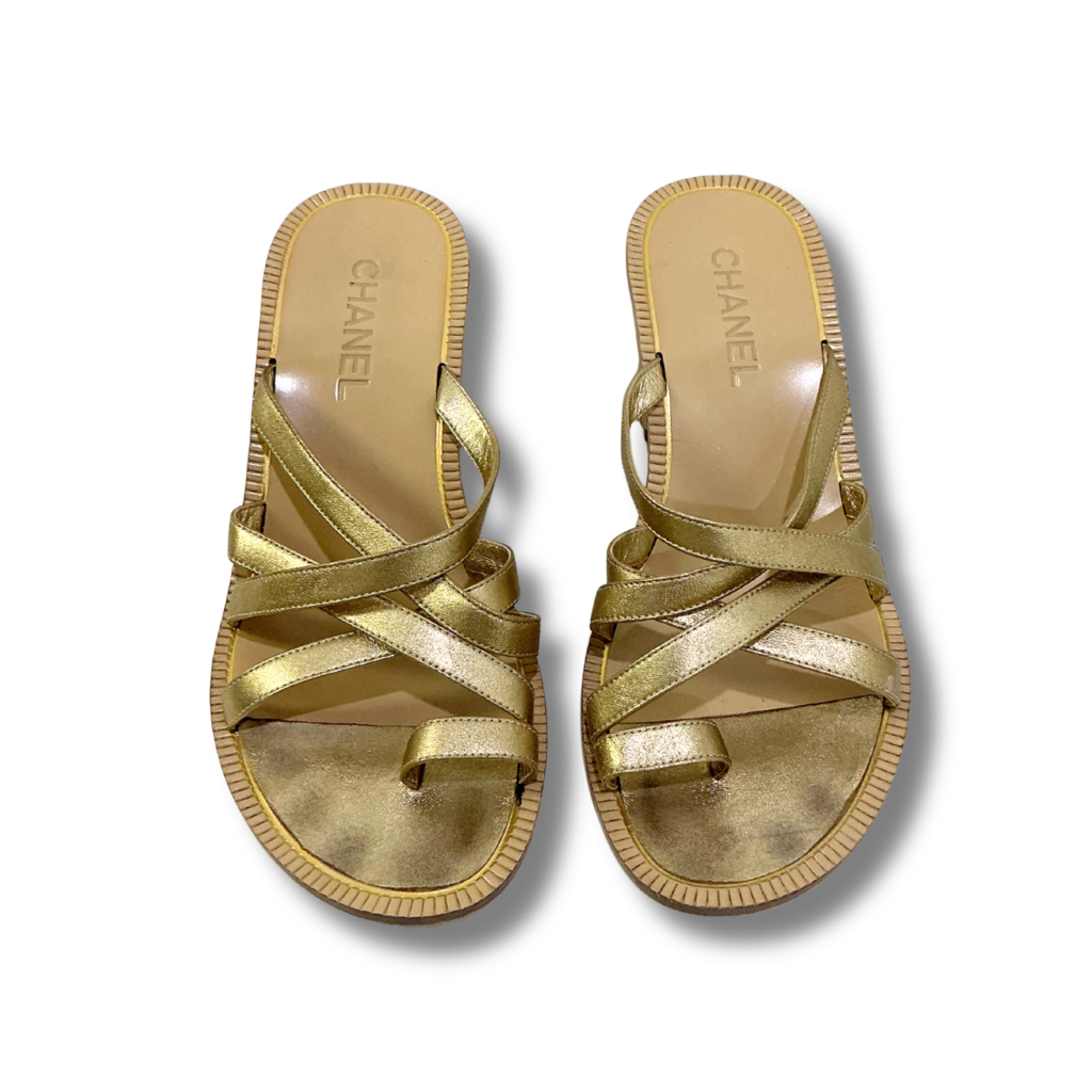 Chanel Strappy Block Heel Sandals