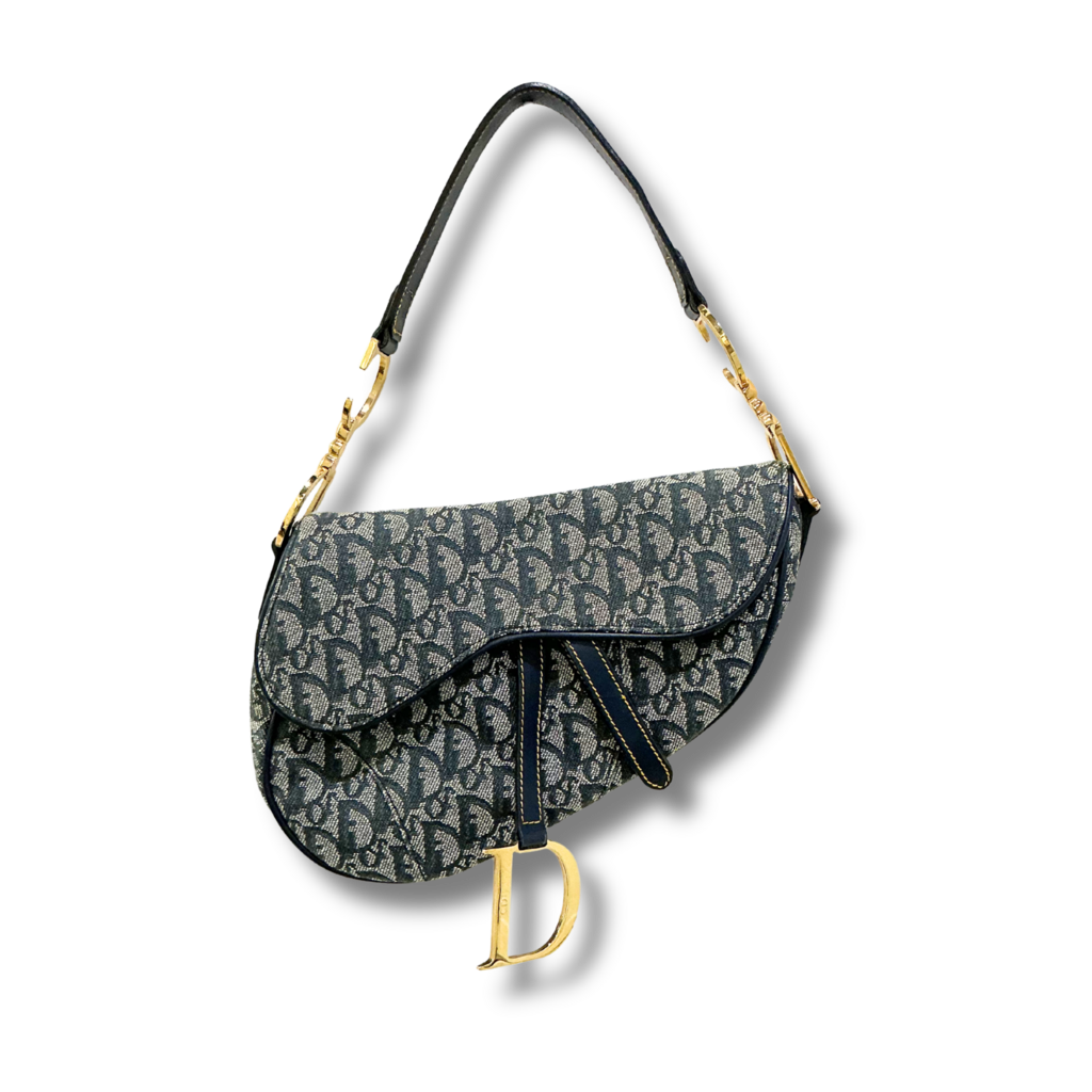 Christian Dior Vintage Oblique Jacquard Saddle Bag