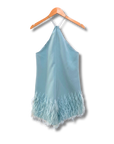 Alexis Feather-Trim Mini Halter Dress