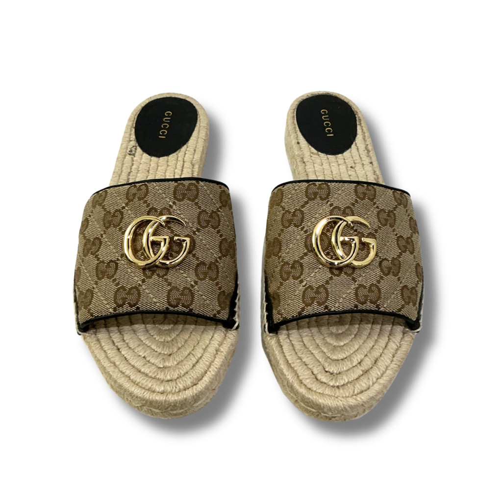 Gucci Canvas Espadrille Slides