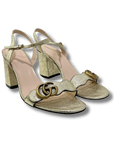 Gucci Metallic Leather Marmont Sandal Heels