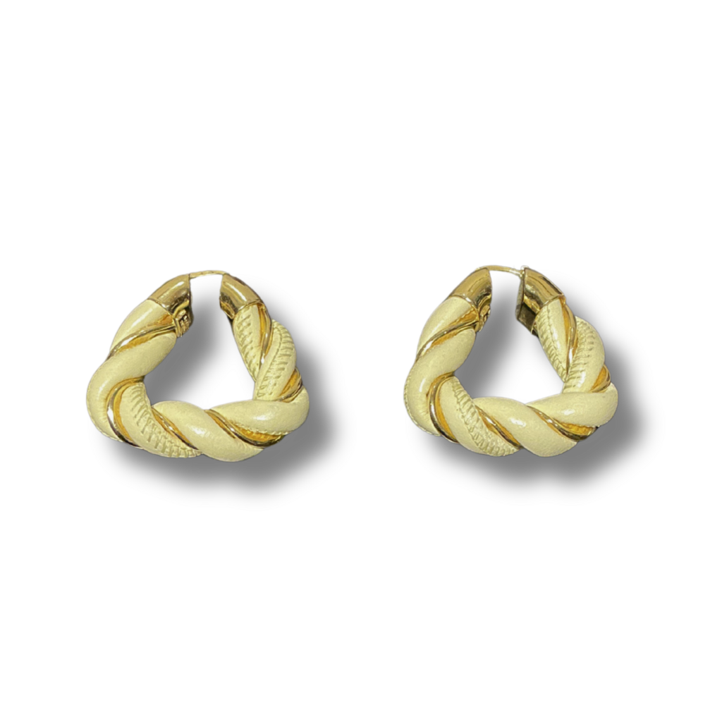 Bottega Veneta Twisted Triangle Hoop Earrings