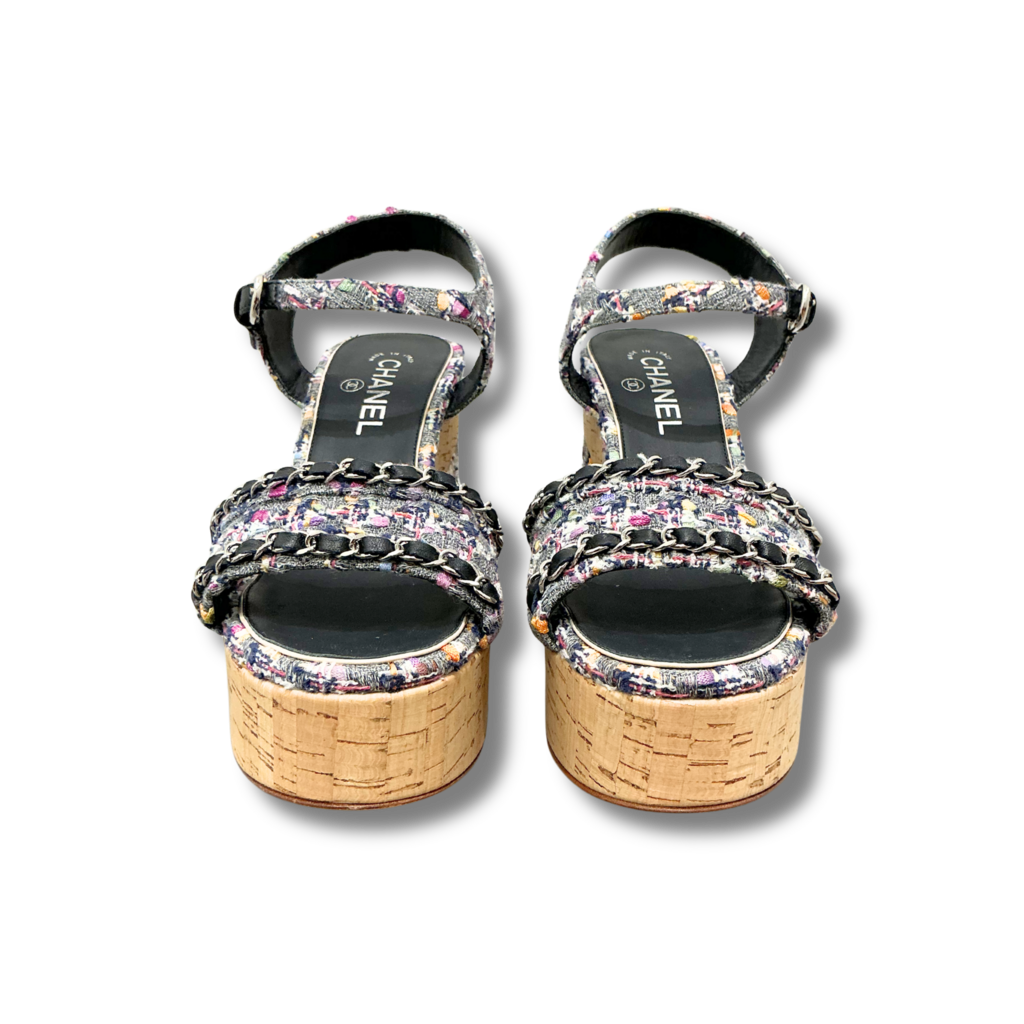 Chanel Tweed Heel Sandals