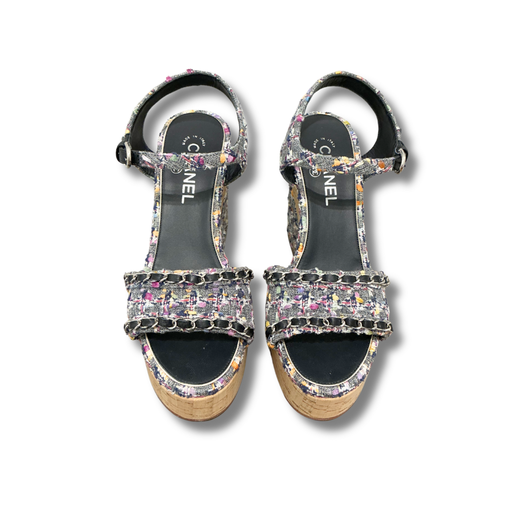 Chanel Tweed Heel Sandals