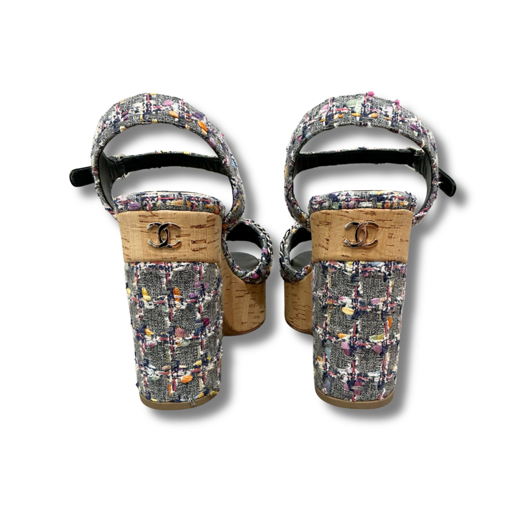 Chanel Tweed Heel Sandals